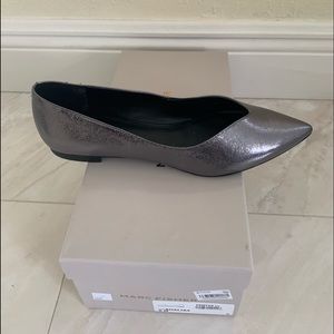 Marc Fisher Analia Almond Toe Flat In Pewter 8,8.5
